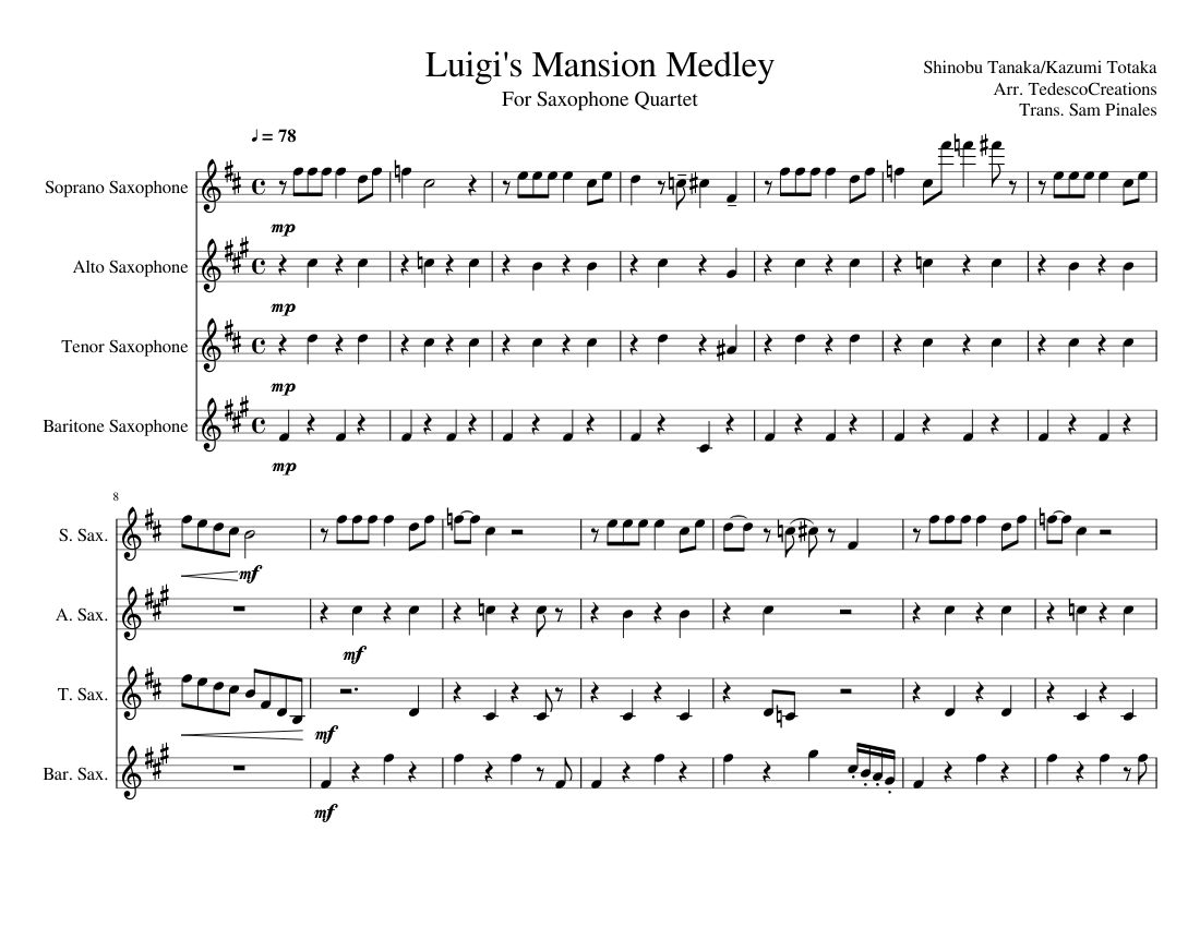 Luigi's Mansion Main Theme Medley Sheet music for Piano (Solo)