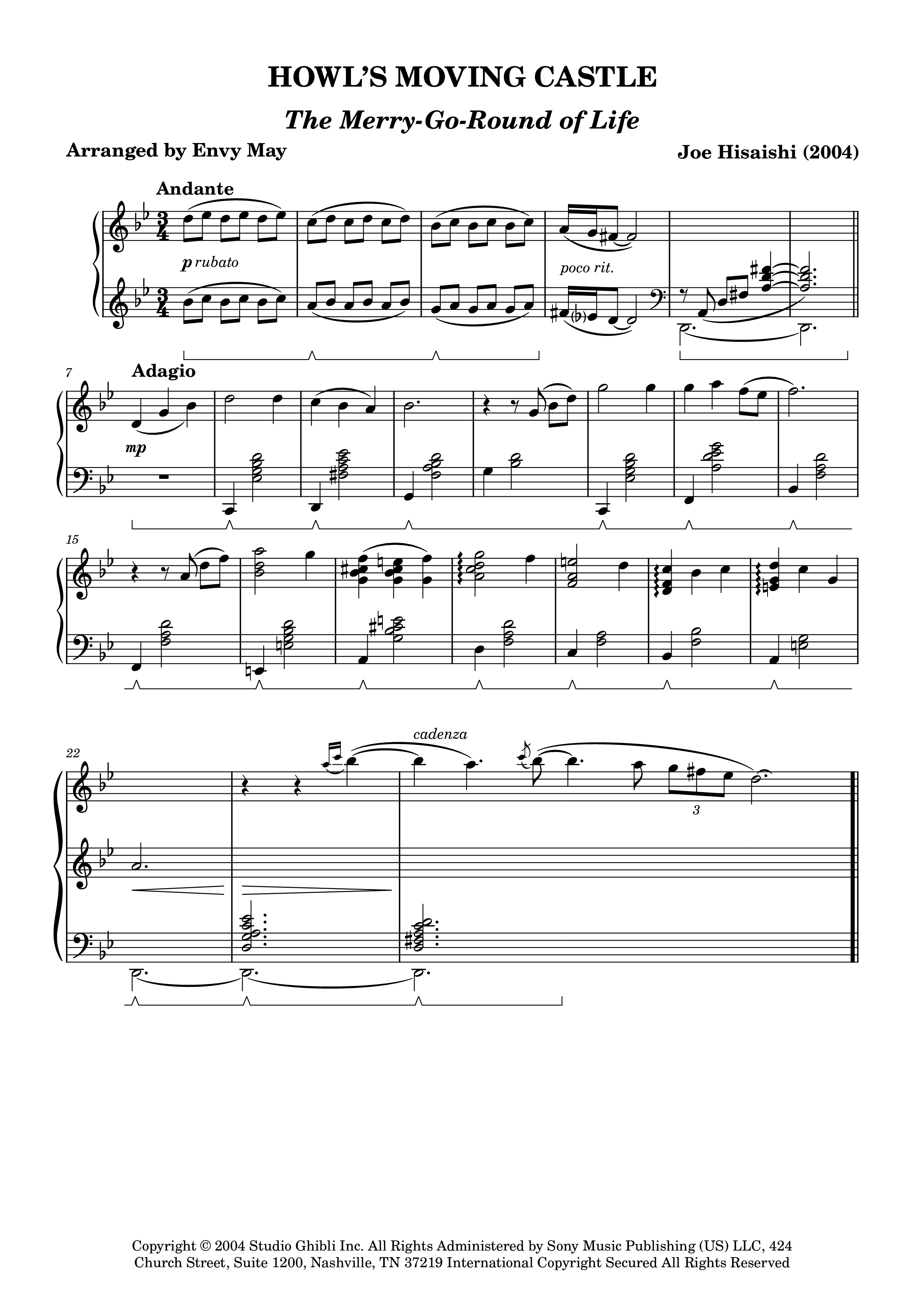 Play Official version of Merry-Go-Round of Life Sheet Music by Joe