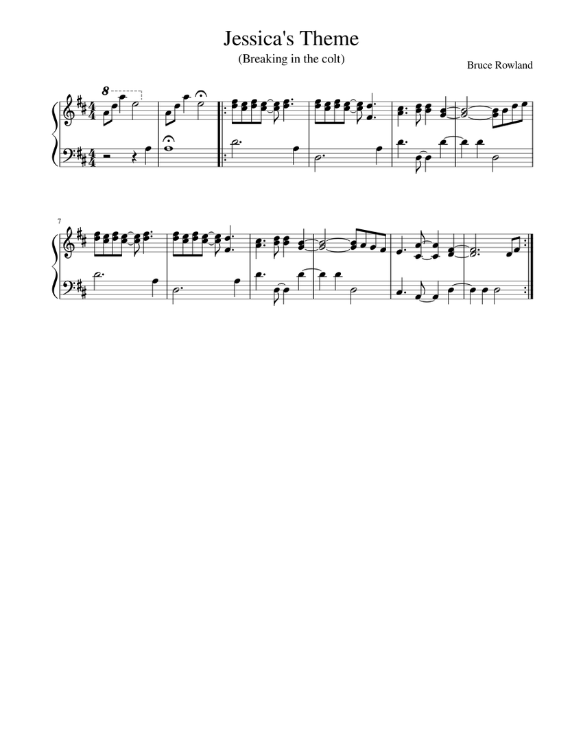 Jessicas Theme Sheet Music For Piano Solo Musescore Com