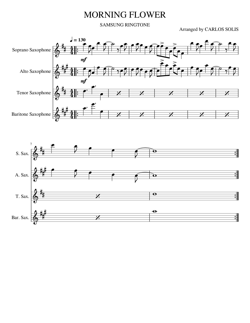 MORNING FLOWER (SAMSUNG RINGTONE) by CARLIT0CHURRIT0 Sheet music for Saxophone alto, Saxophone