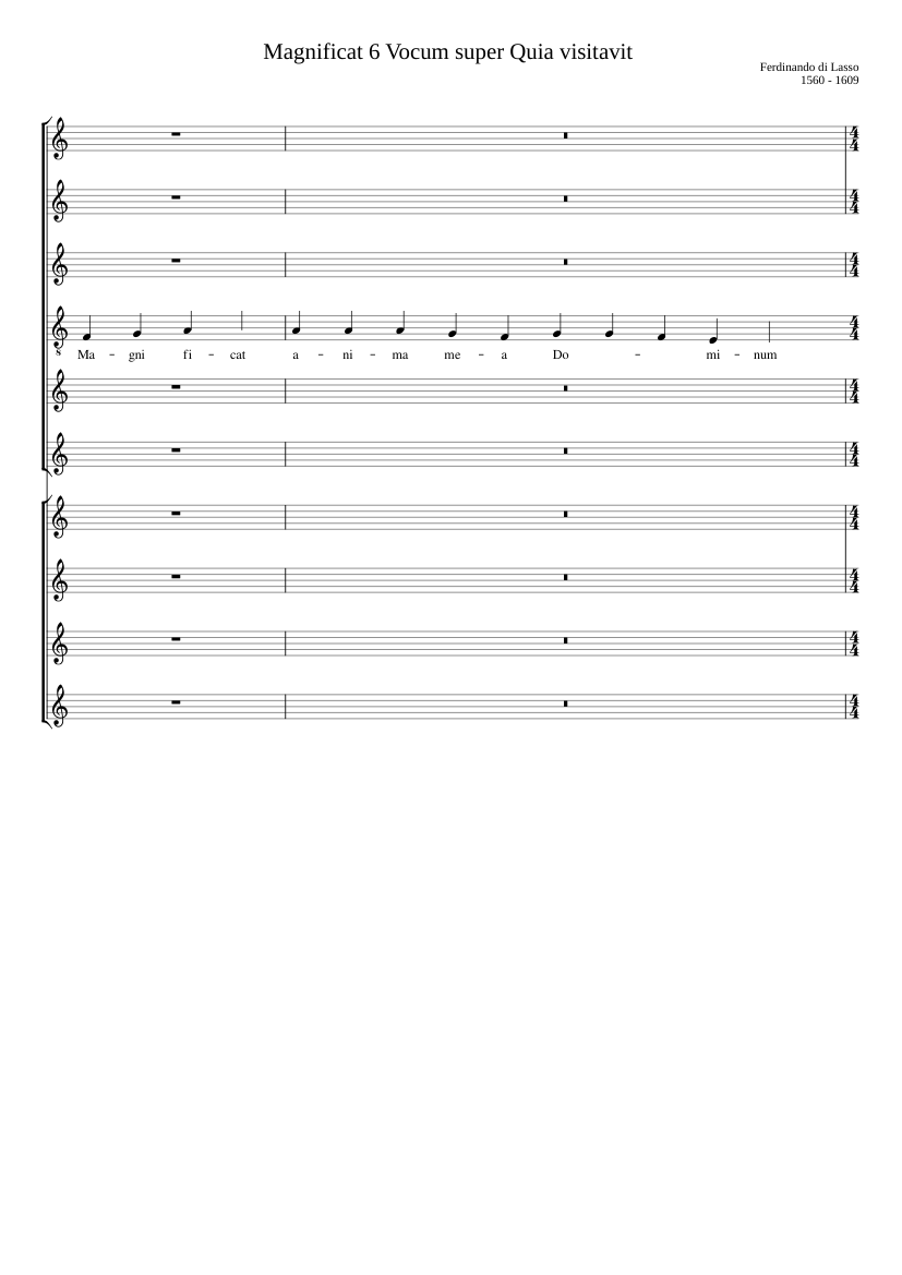 Magnificat 6 Vocum super Quia visitavit