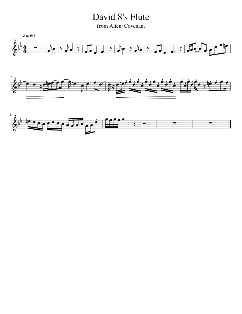 Alien Covenant - David's song Sheet music for Recorder (Solo) |  Musescore.com