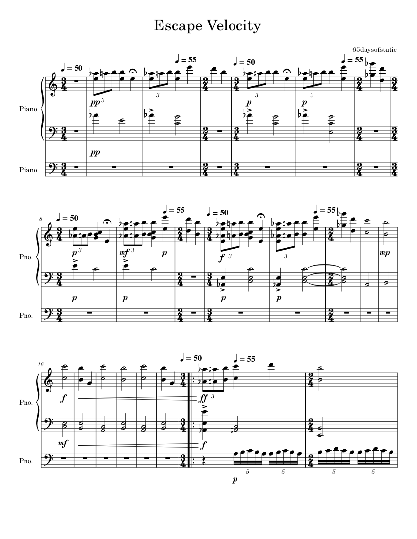 Escape Velocity (No Man's Sky) Sheet music for Piano (Solo) | Musescore.com