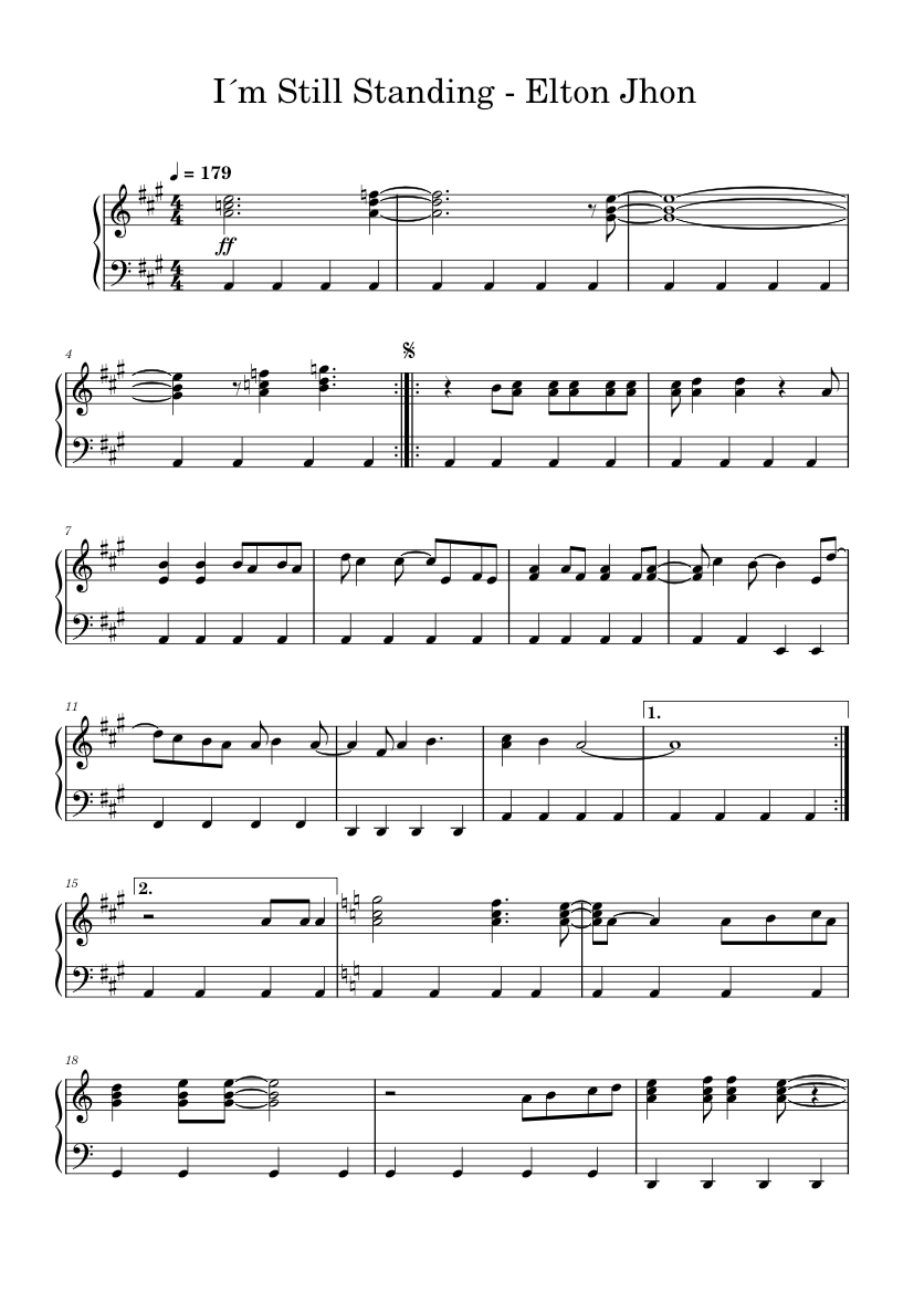 I'm Still Standing Elton John Sheet Music for Piano (Solo)