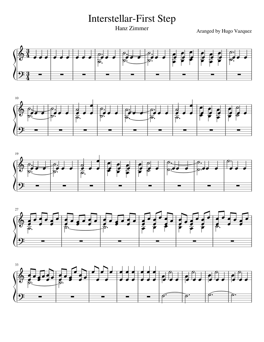 Interstellar-First Step Sheet music for Piano (Solo) | Musescore.com