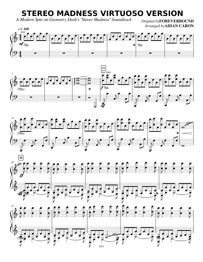 Stereo Madness- Geometry Dash- Virtuoso Version Sheet music for Piano  (Solo) | Musescore.com