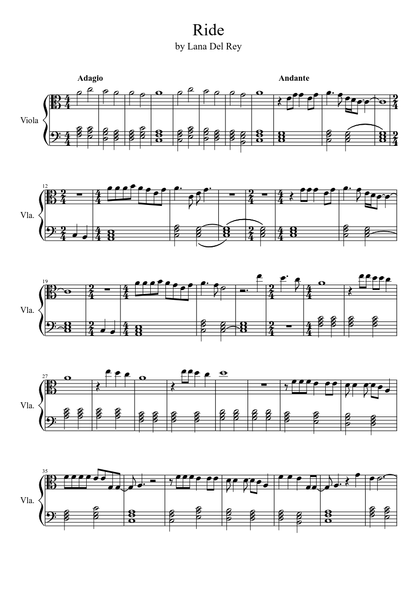 Ride Viola Sheet music for Viola (Solo) | Musescore.com