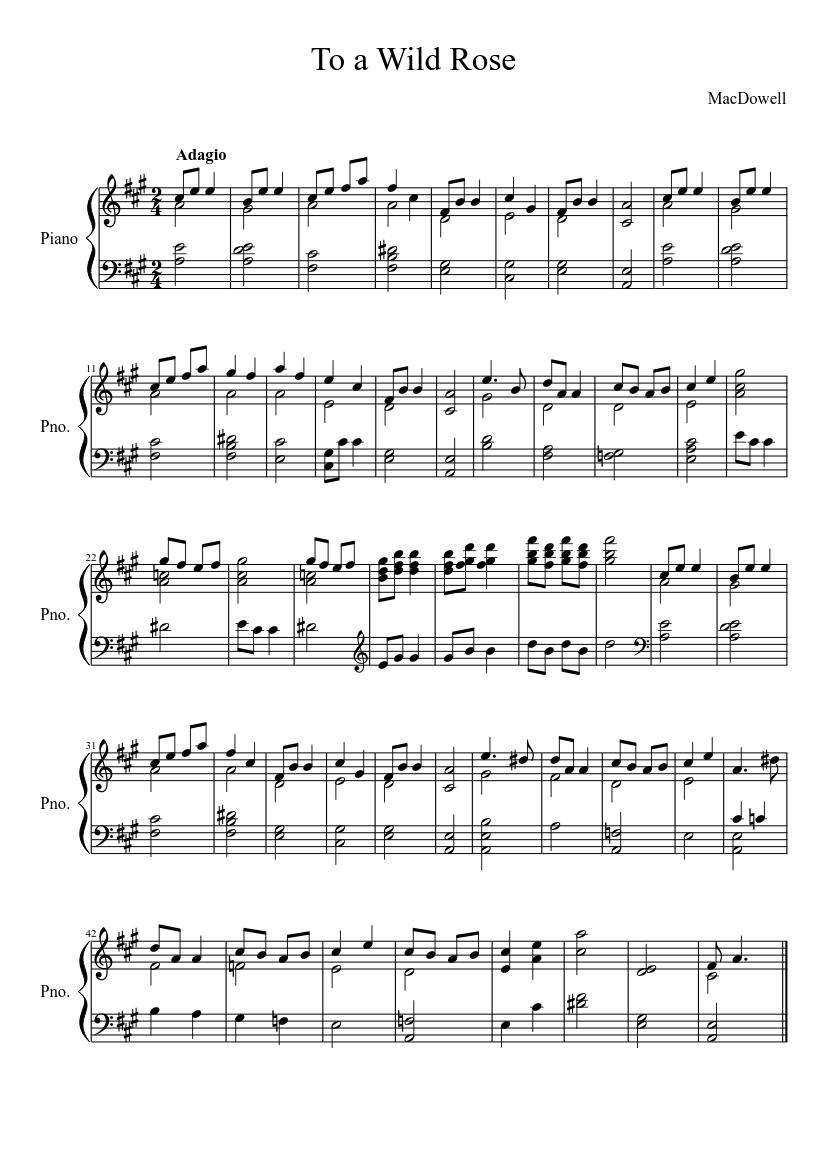 To a Wild Rose Sheet music for Piano (Solo) | Musescore.com