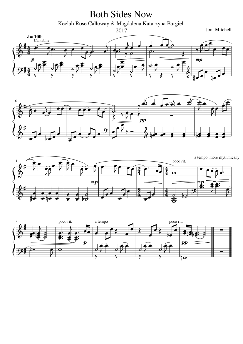 Both Sides Now Sheet Music For Piano Solo Musescore Com
