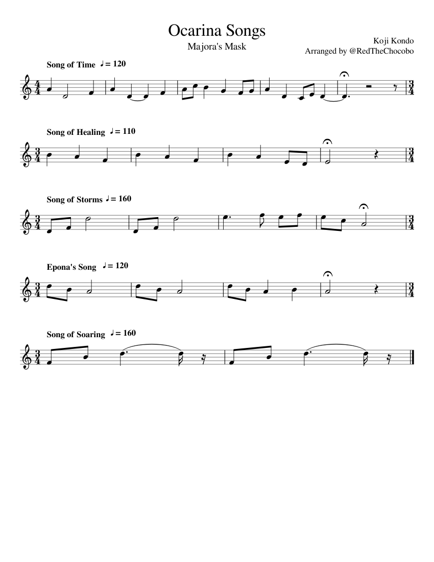 Majora's Mask - Ocarina Songs Sheet music for Piano (Solo) | Musescore.com
