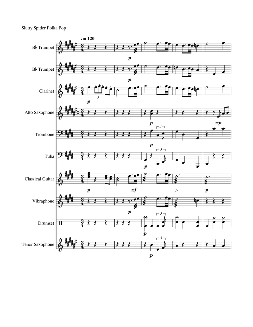Slutty Spider Polka Pop Sheet music for Trombone, Tuba, Trumpet in b-flat,  Drum group & more instruments (Jazz Band) | Musescore.com