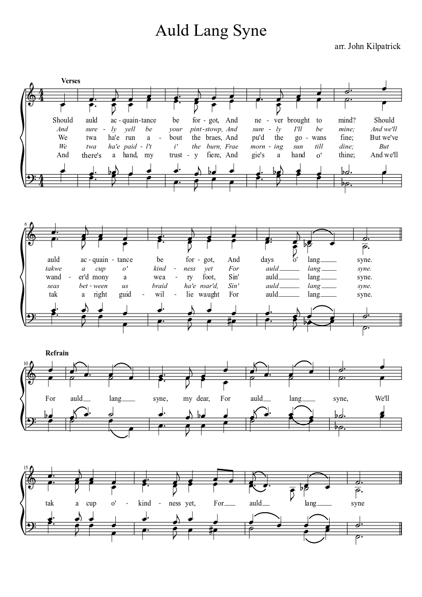 Auld Lang Syne Sheet music for Piano (Solo) | Musescore.com