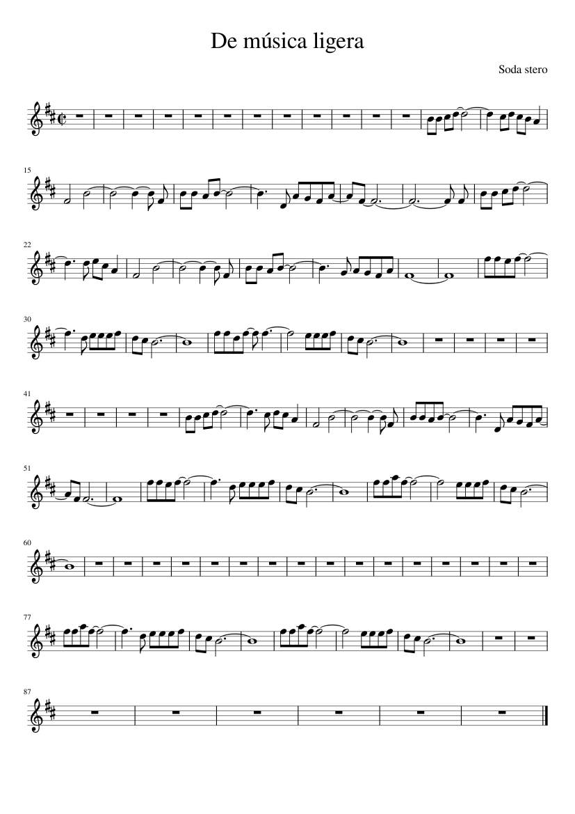 nudo Permiso Ernest Shackleton De música ligera - Soda stereo Sheet music for Violin (Solo) | Musescore.com