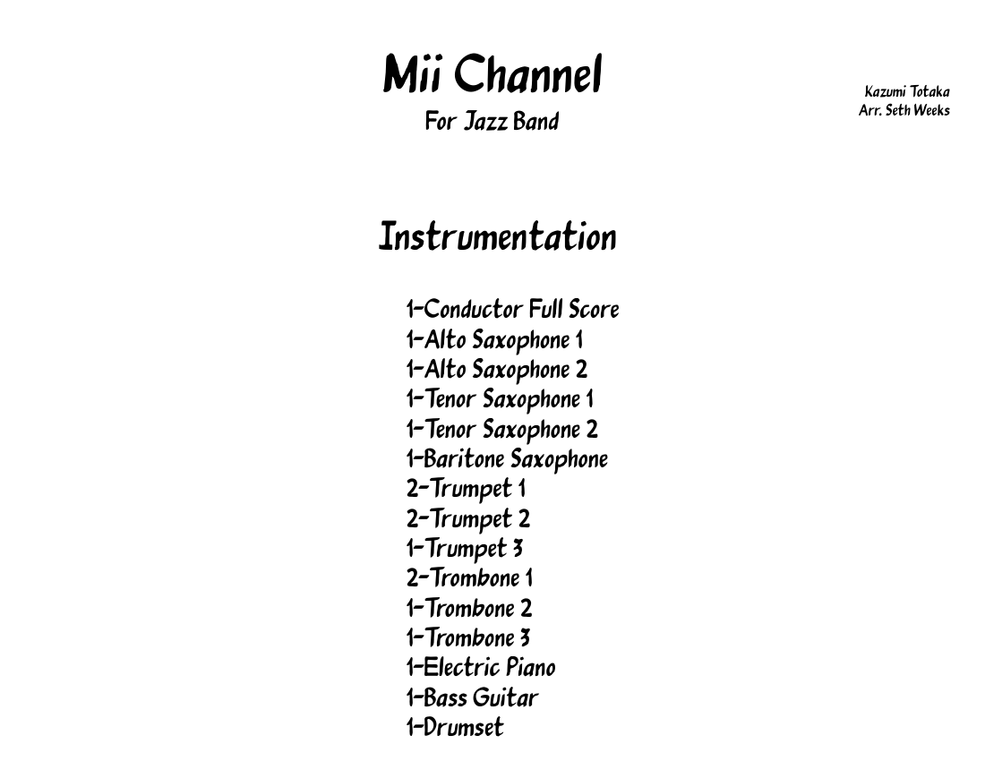 mii channel theme tenor sax