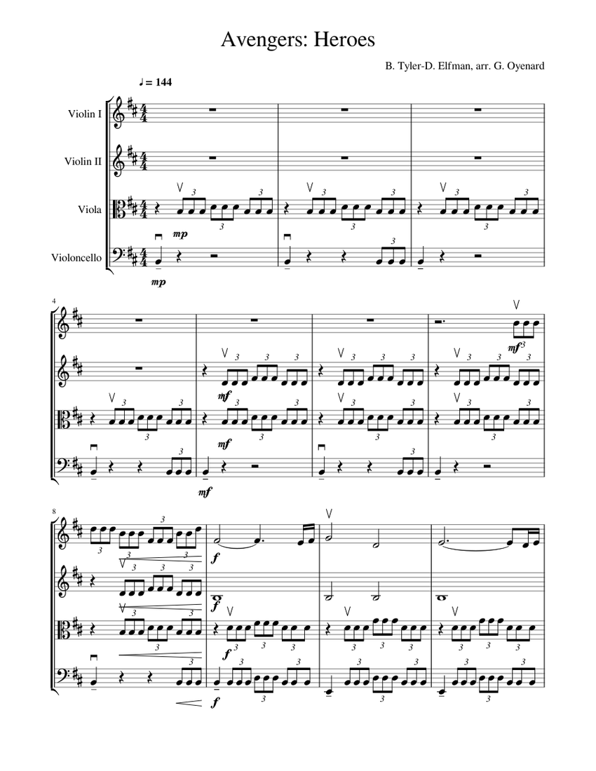 Heroes" from Avengers 2: Age of Ultron Sheet music for Violin, Viola, Cello  (String Quartet) | Musescore.com
