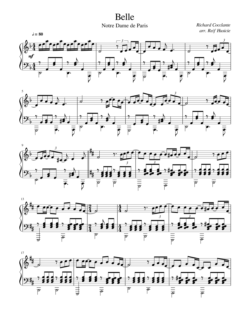 Belle - Notre Dame de Paris Sheet music for Piano (Solo) | Musescore.com