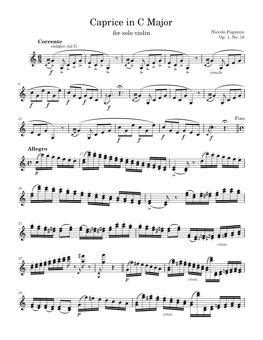 24 Caprices for Solo Violin Op.1