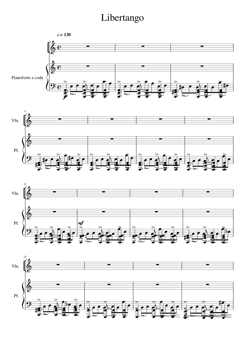 Libertango Sheet music for Piano, Violin (Solo) Musescore.com.