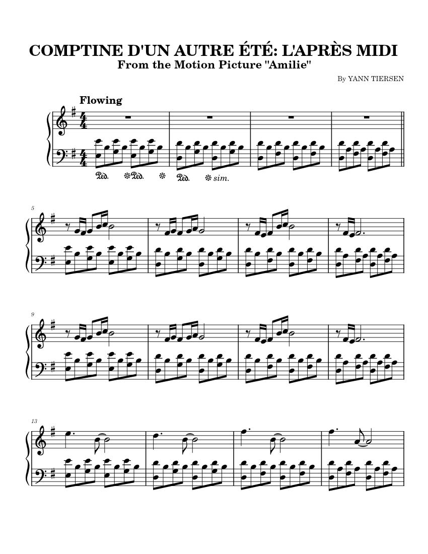 Comptine d'un Autre Été: l'Après-midi - Yann Tiersen Sheet music for Piano  (Solo) | Musescore.com
