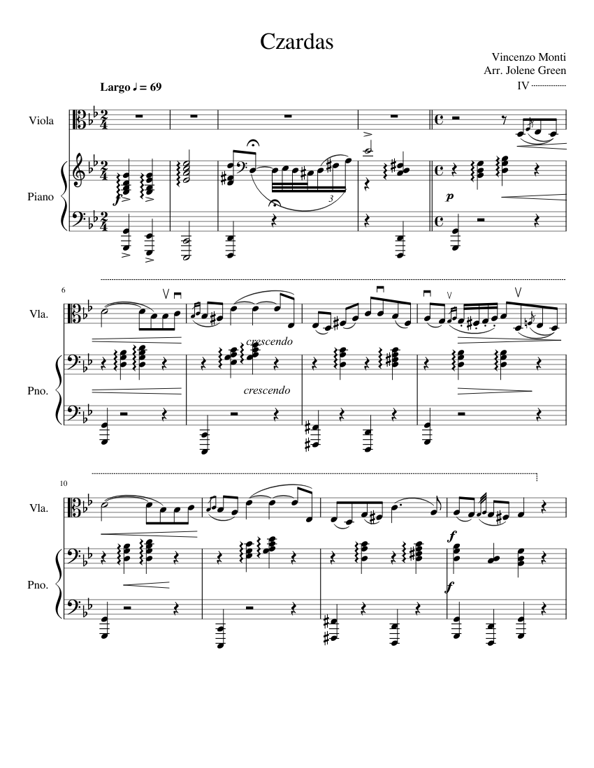 Czardas Sheet music for Piano, Viola (Solo) | Musescore.com