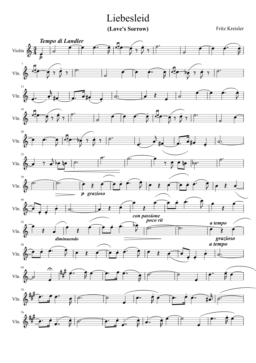Love S Sorrow Sheet Music For Violin Solo Musescore Com