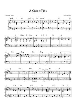 Free A Case Of You by Joni Mitchell sheet music | Download PDF or print on  Musescore.com
