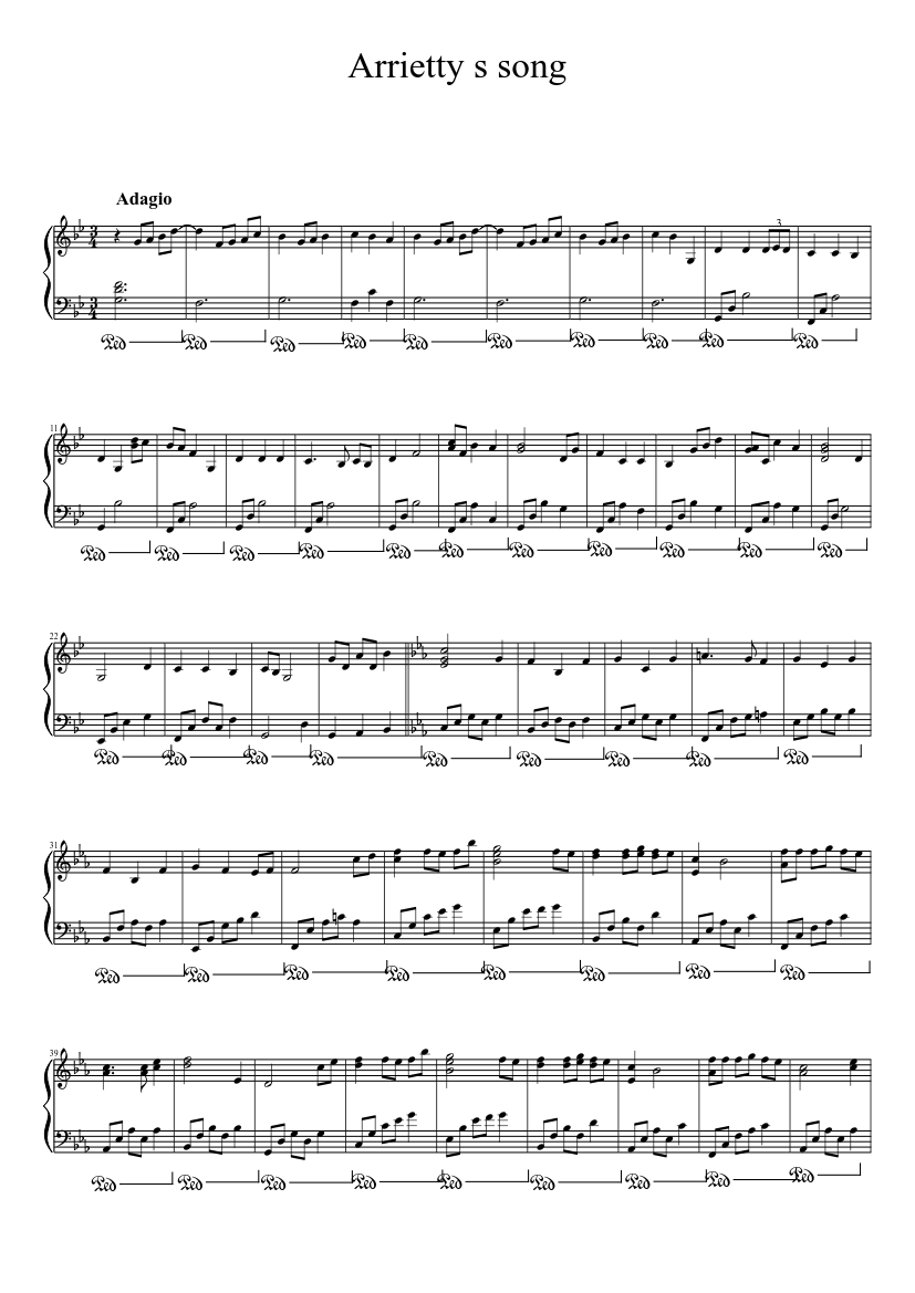 Arrietty s song Sheet music for Piano (Solo) | Musescore.com