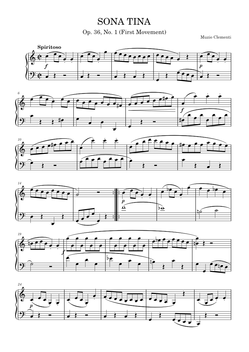 Sonatina Op. 36, No. 1 - Muzio Clementi Sheet music for Piano (Solo ...