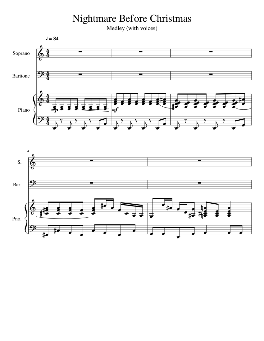 Nightmare Before Christmas Final Sheet music for Piano, Soprano