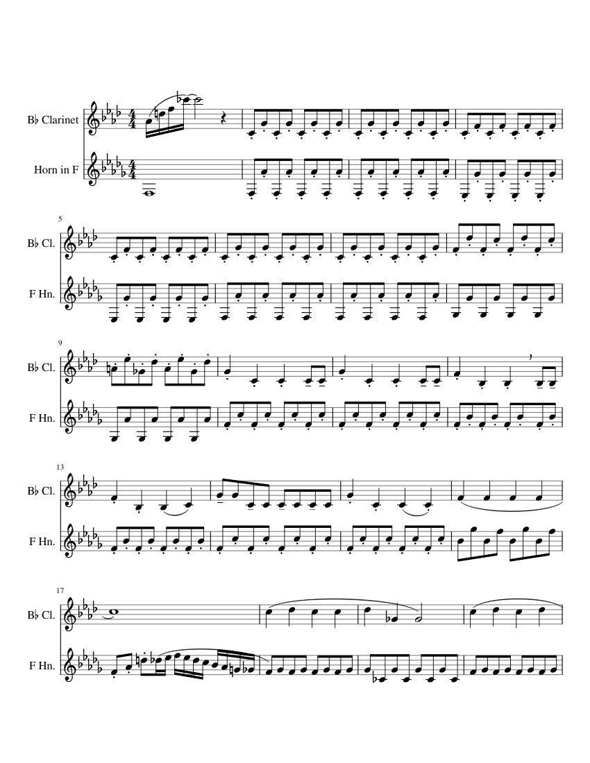 Coraline Duet Sheet Music For Clarinet In B Flat French Horn Mixed Duet Musescore Com