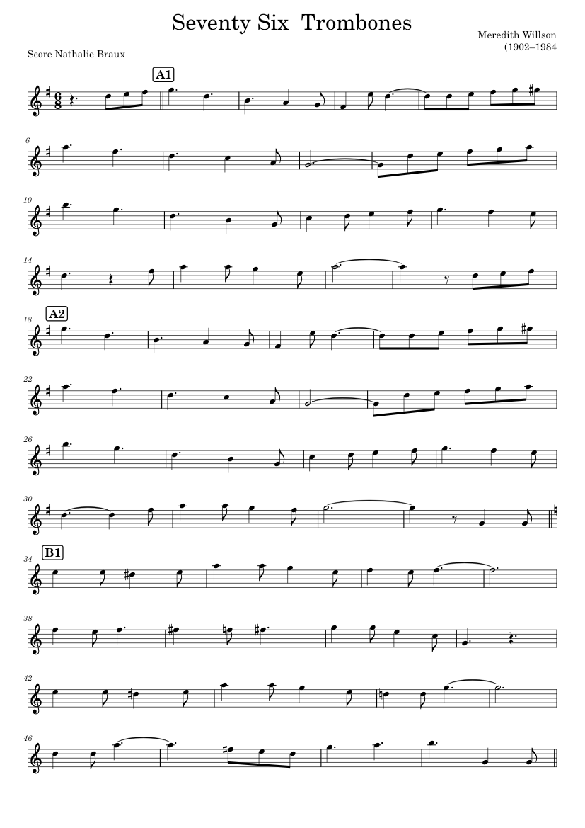 SeventySix Trombones Meredith Wilson Seventy Six Trombones for alto