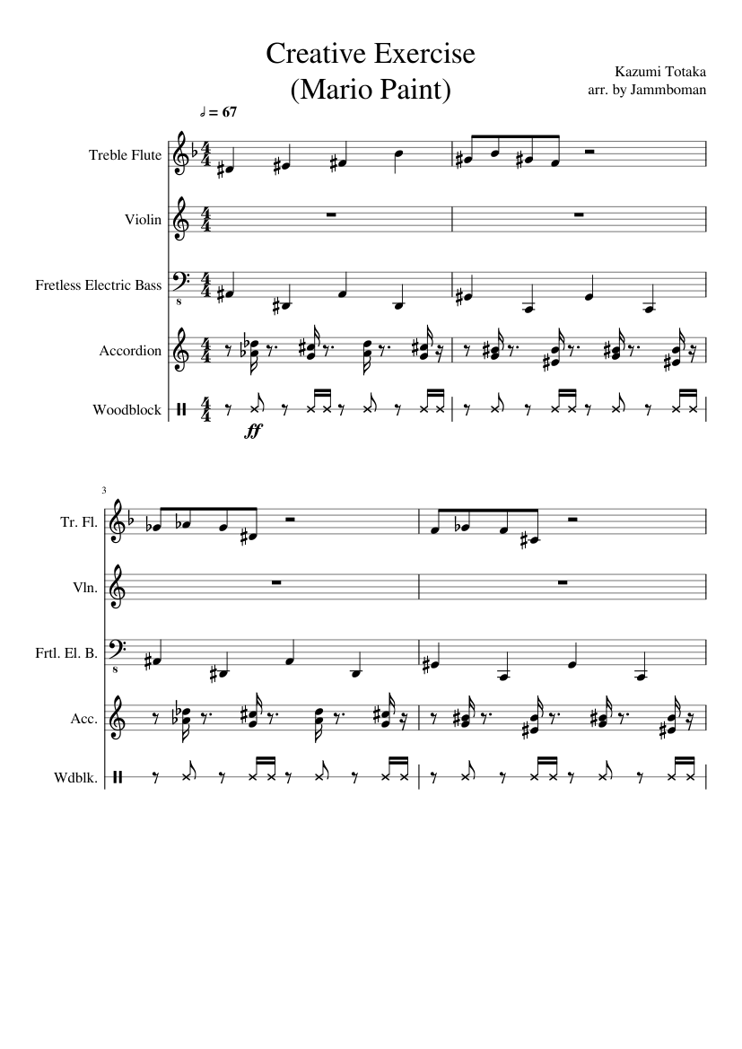Creative Exercise (Mario Paint) Sheet music for Accordion, Flute