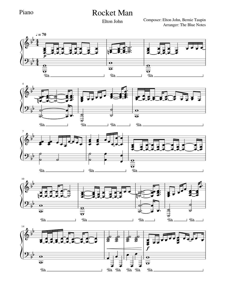 Download and print in PDF or MIDI free sheet music for Rocket Man by Elton ...