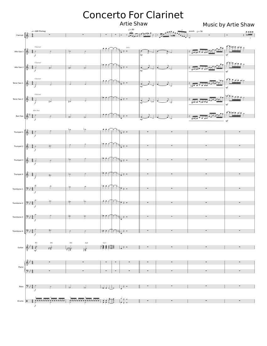 Concerto for Artie Shaw Sheet music for Piano, Trombone