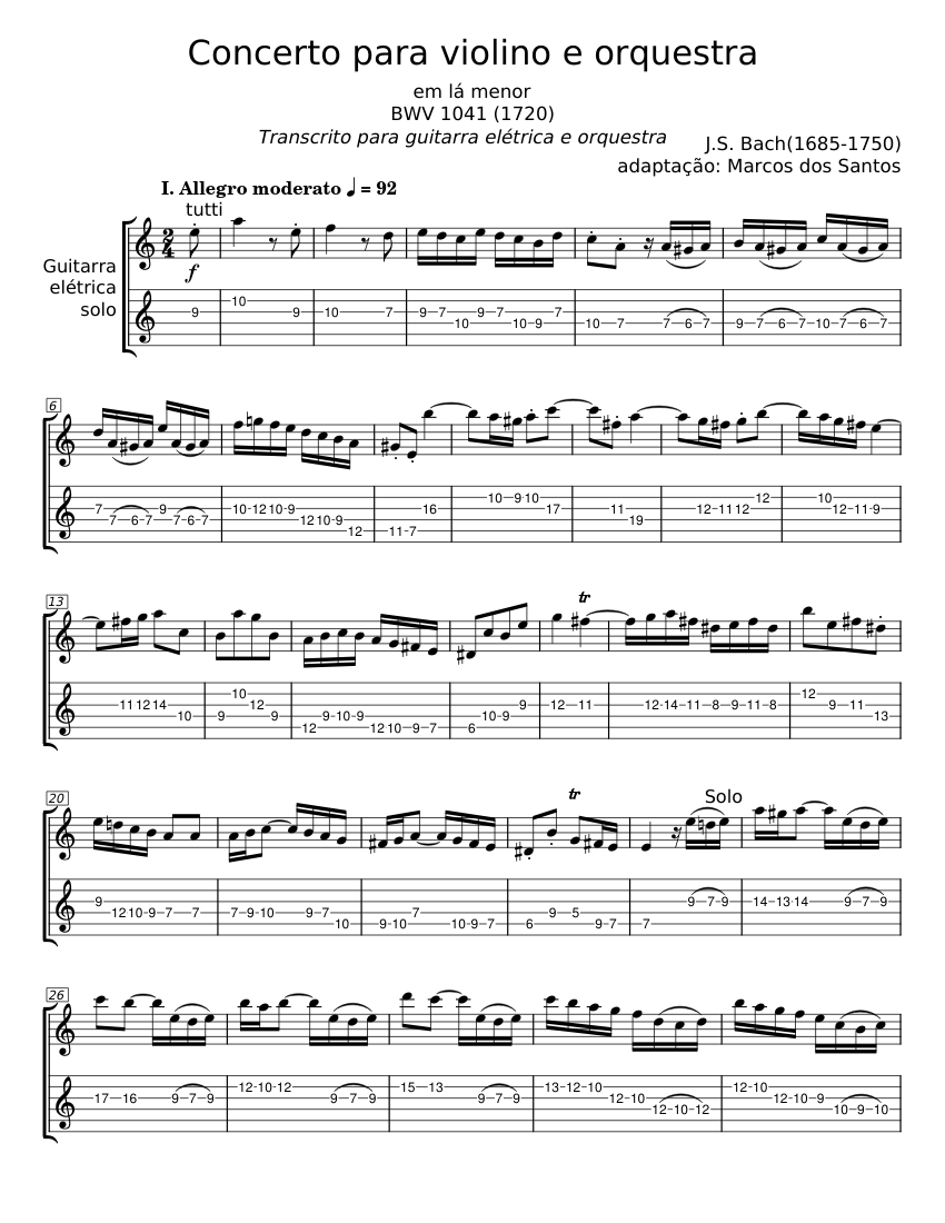 Violin Concerto in A minor, BWV 1041 Johann Sebastian Bach Sheet