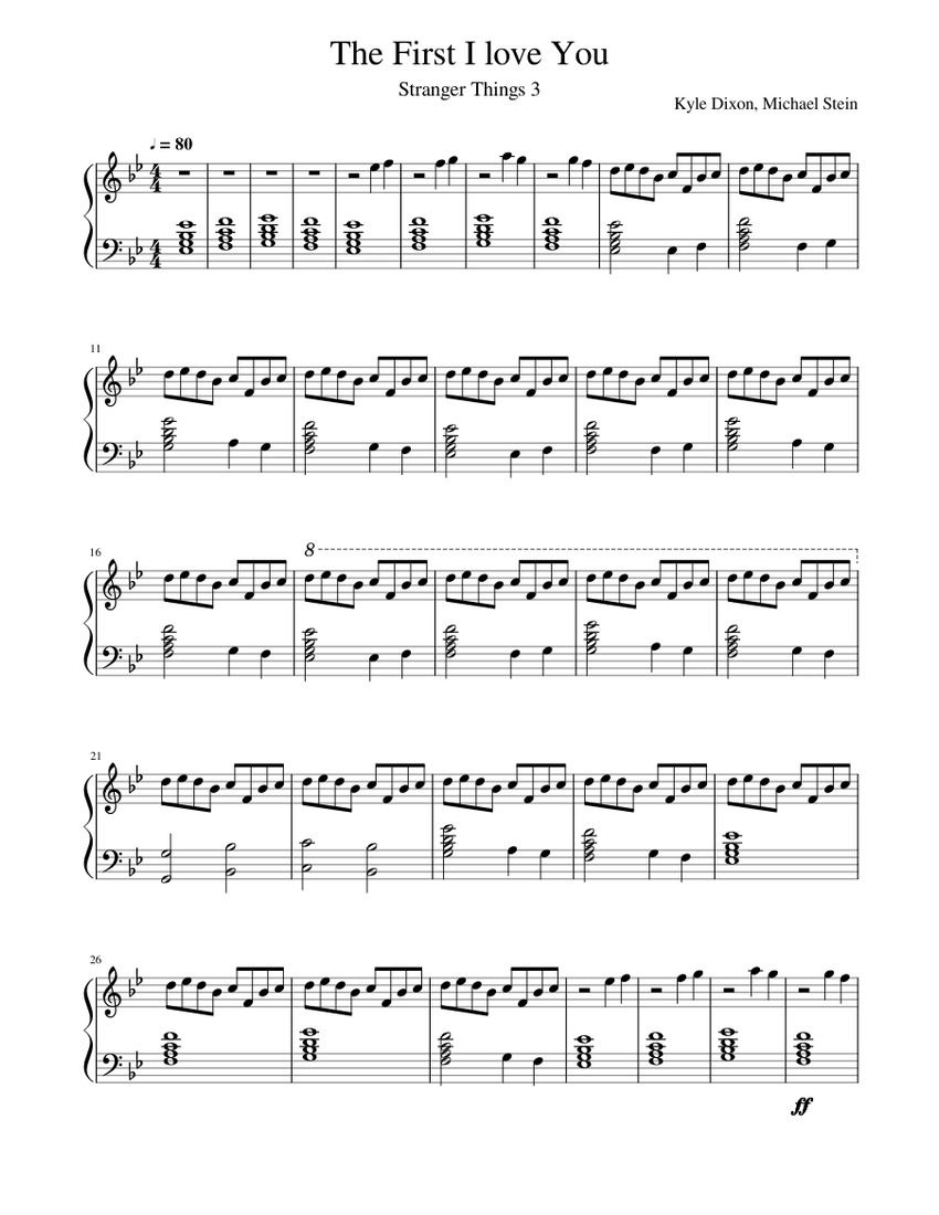 The First I love You - Stranger Things Sheet music for Piano (Solo) Easy |  Musescore.com