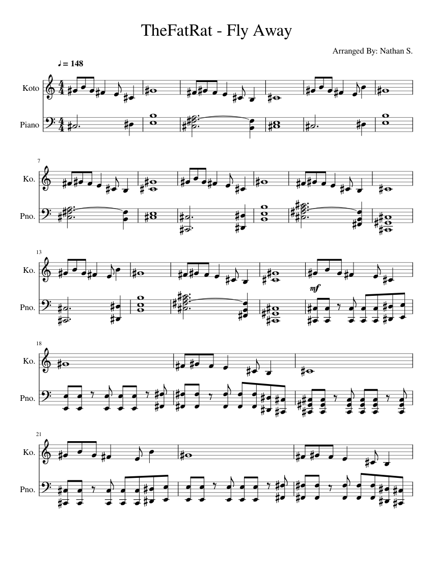 Thefatrat Fly Away Sheet Music For Piano Strings Plucked Other Mixed Duet Musescore Com We're risin' we're fallin' we're makin' poo we're drivin' we're soarin' a thousand views your eyes in we've fallen we're. thefatrat fly away sheet music for