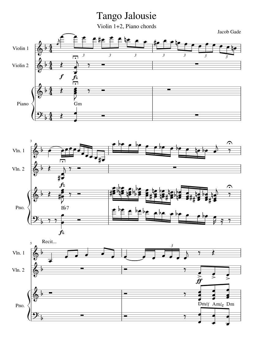 Tango Jalousie Sheet music for Piano, Violin (Mixed Trio) | Musescore.com