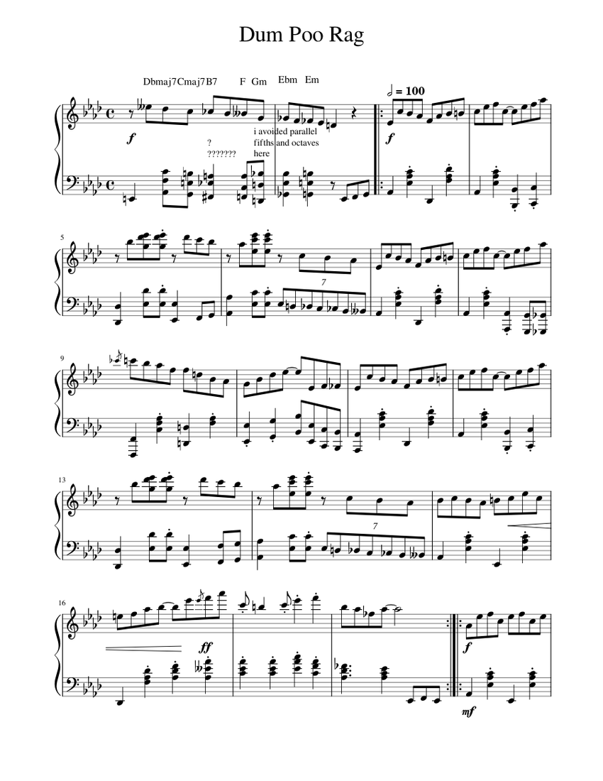 Dum Poo Rag Sheet music for Piano (Solo) | Musescore.com