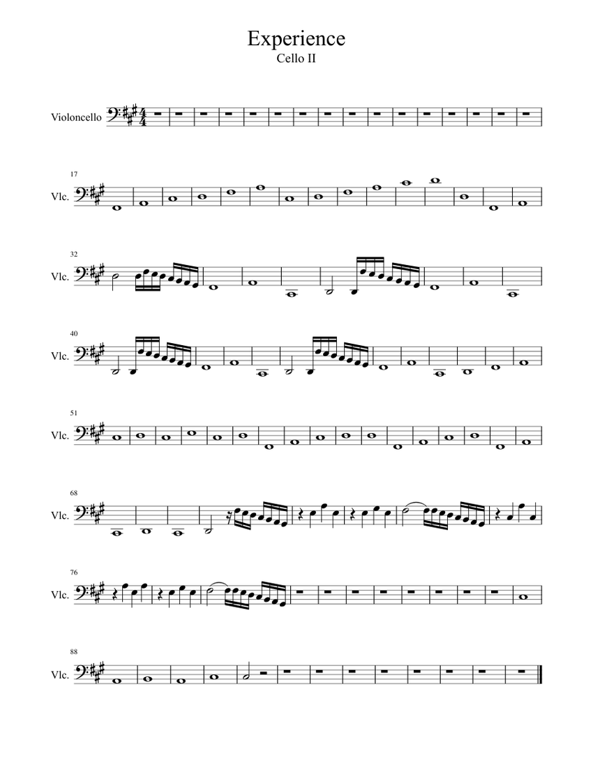 Experience cello 2 Sheet music for Cello (Solo) Download and print in