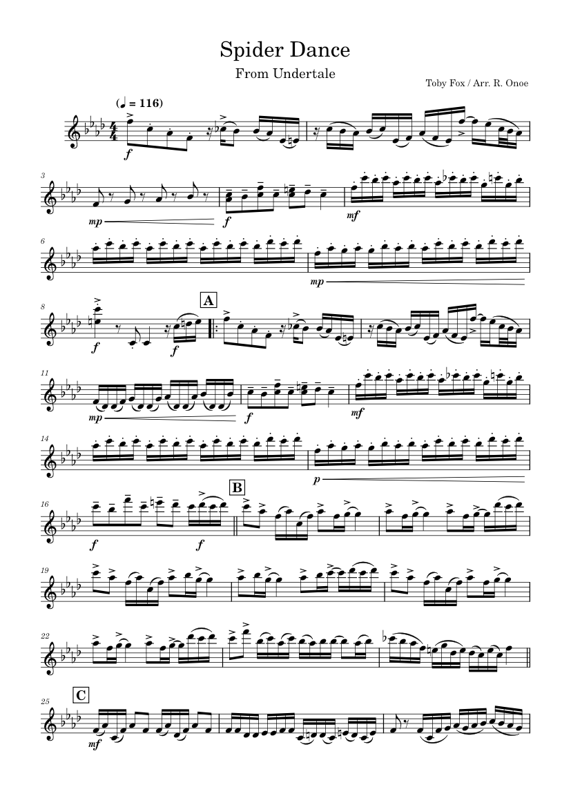 Spider Dance Notes Spider Dance – Toby Fox Spider Dance (from UNDERTALE) - Violin Solo ...