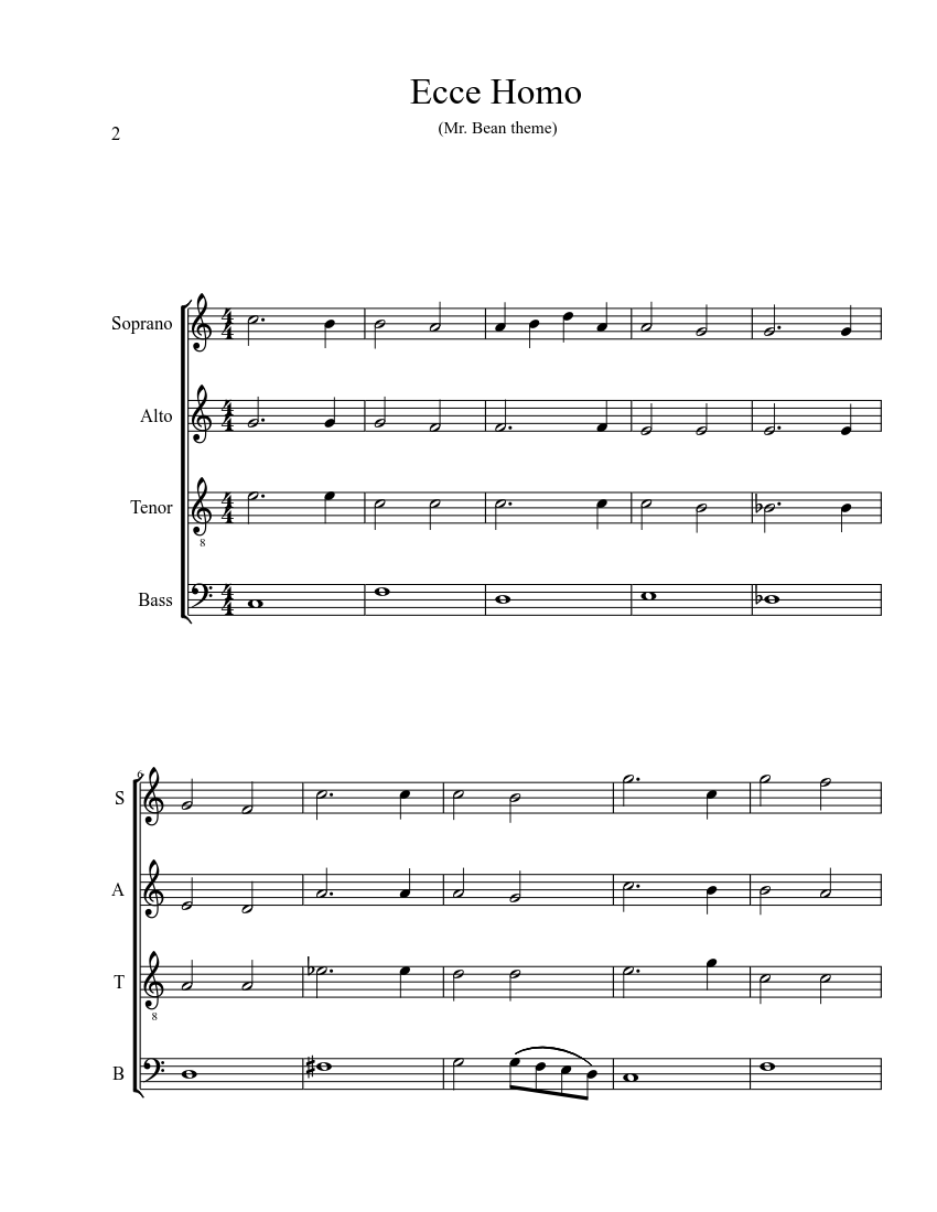 Mr Bean Theme - Ecce Homo Sheet music for Bass guitar (Solo) | Musescore.com