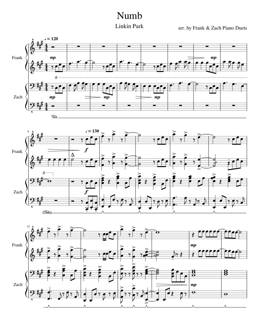 Numb Sheet music for Piano (Piano Duo) | Musescore.com