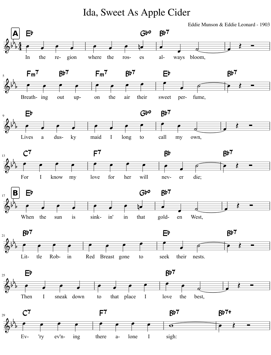 Ida, Sweet As Apple Cider Sheet music for Piano (Solo)