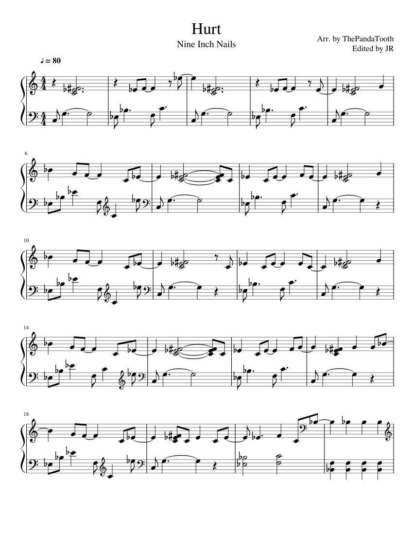 Hurt - Johnny Cash (Nine Inch Nails) Sheet music for Piano (Solo) Easy |  Musescore.com
