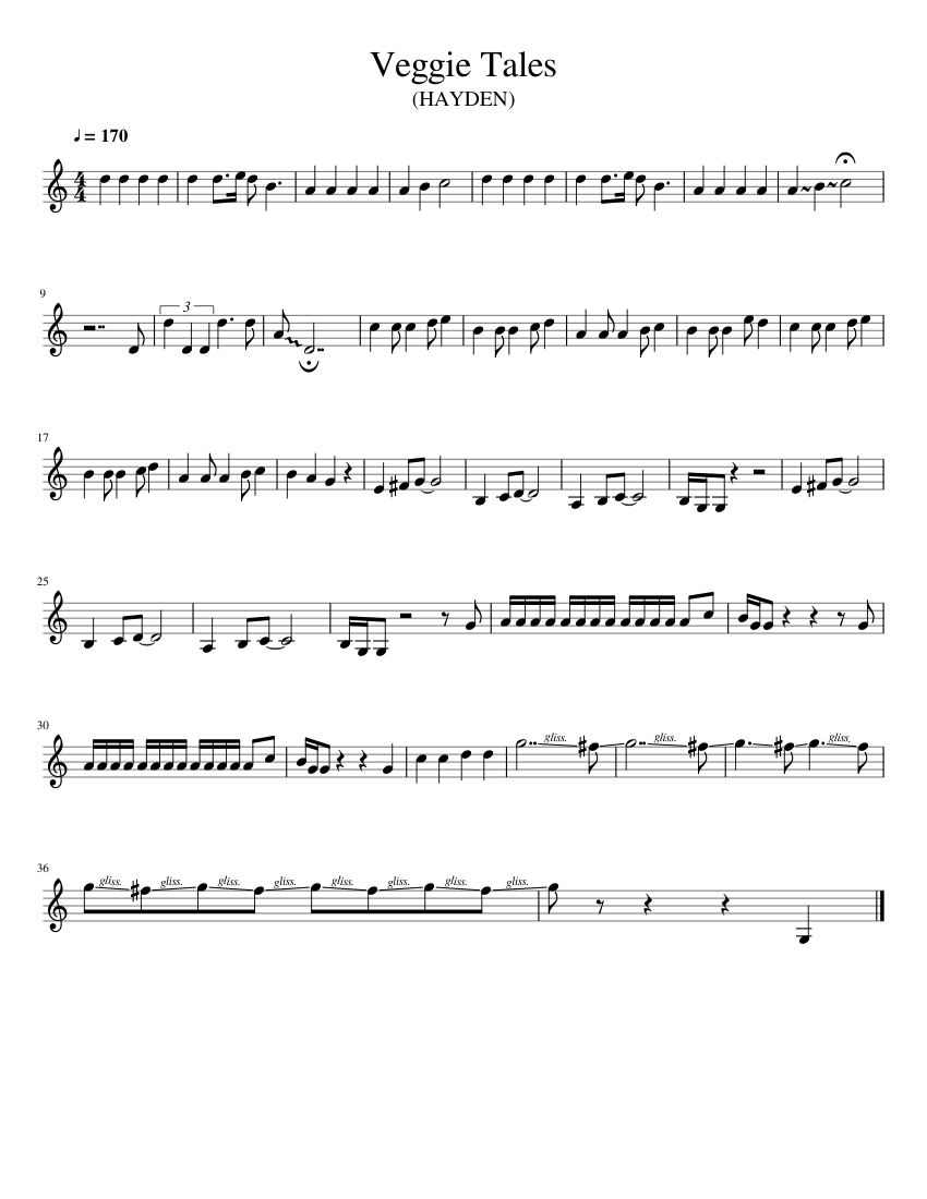 Veggie Tales Sheet music for Clarinet in b-flat (Solo) | Musescore.com