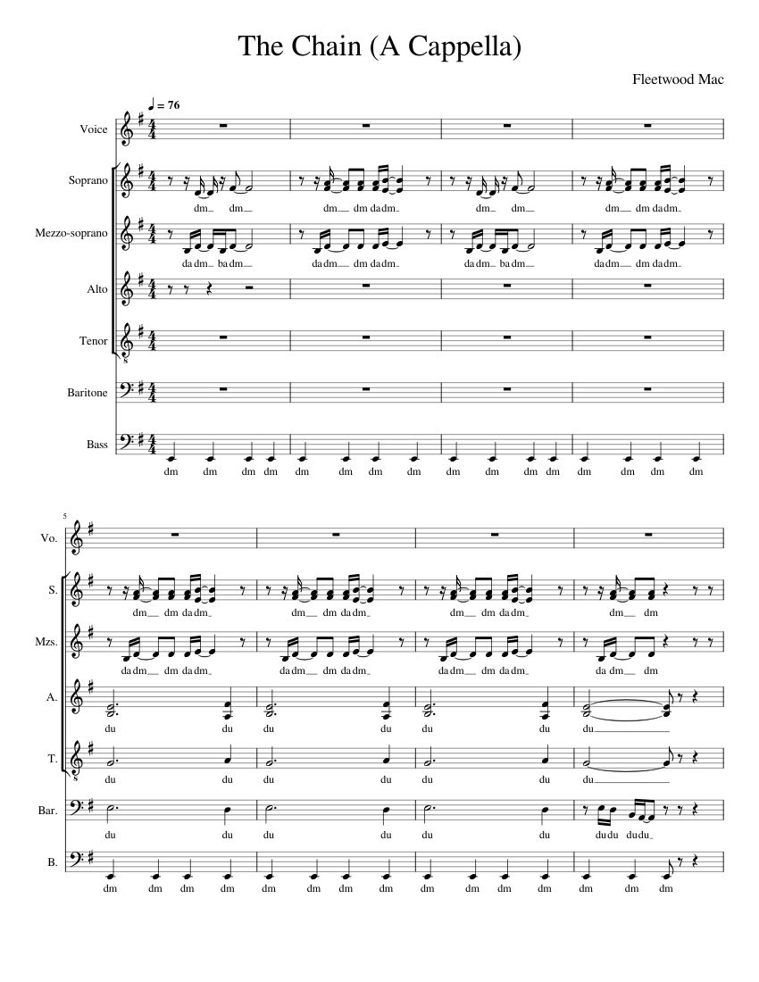 The chain Fleetwood Mac The Chain Fleetwood Mac (A Cappella) Sheet