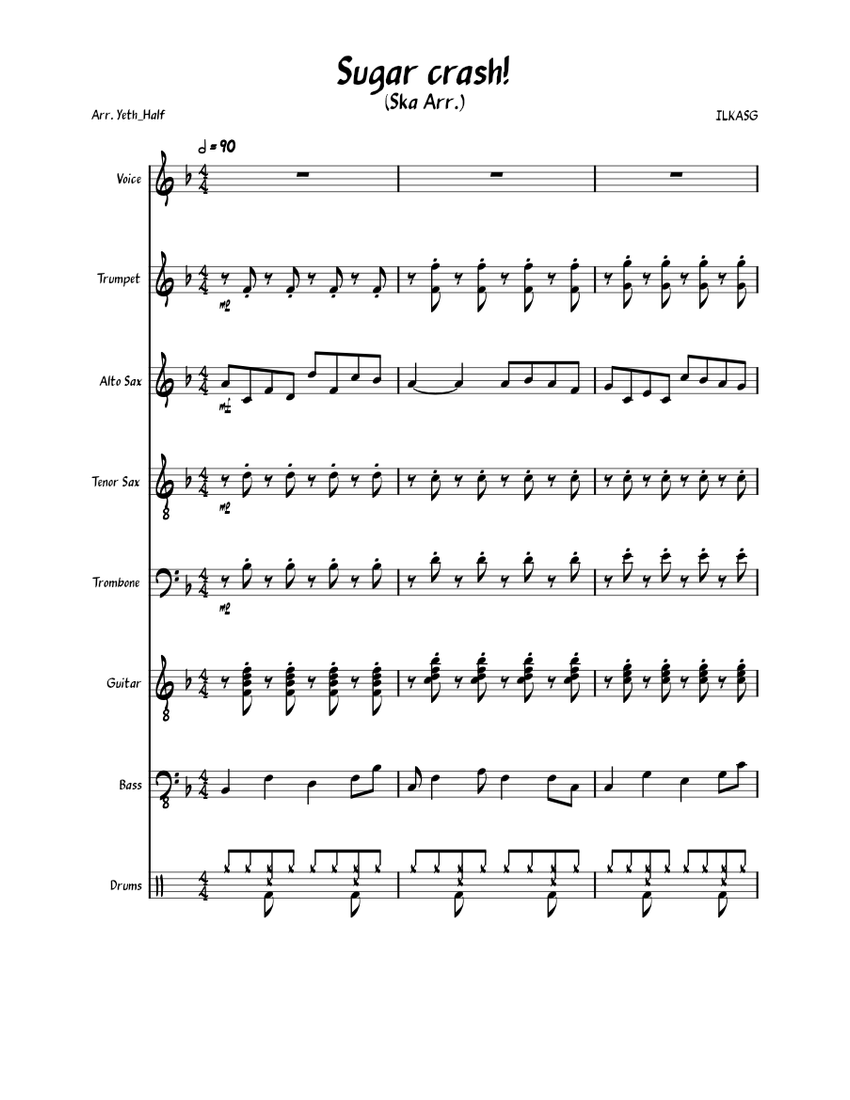 Crash The Car Sheet music for Piano, Saxophone tenor, Bass guitar