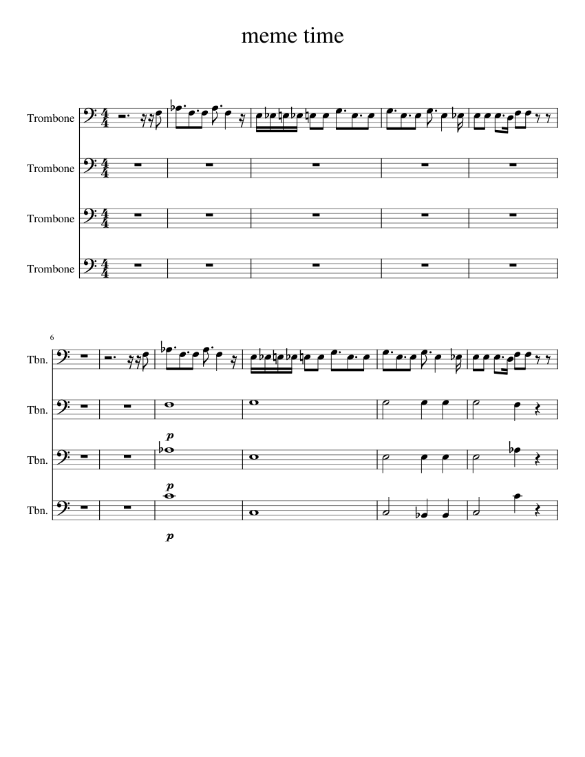 meme_time Sheet music for Trombone (Mixed Quartet)