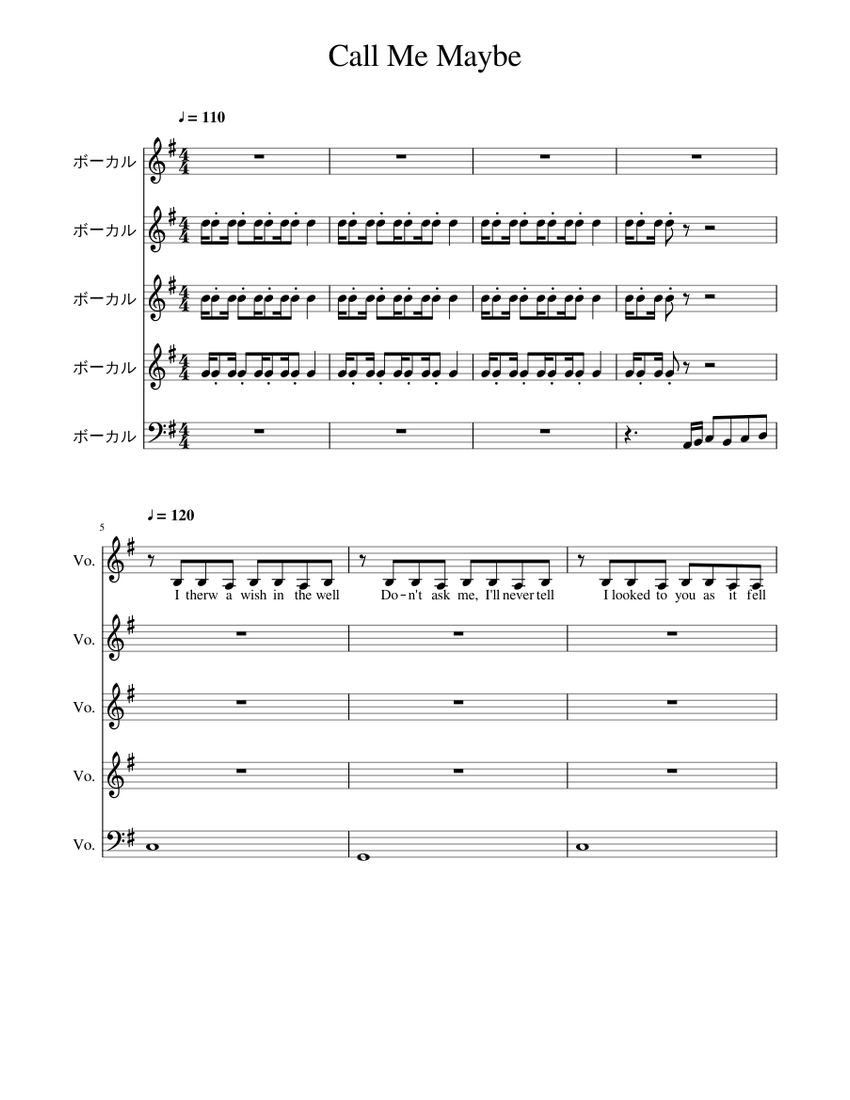 Call Me Maybe Sheet Music For Vocals Choral